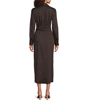 Alex Marie Adriana Long Sleeve Collared Tie Waist Maxi Dress