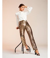 Alex Marie Alexa Sequin High Rise Ankle Pants