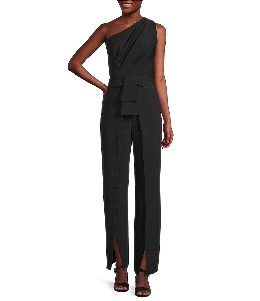 Alex Marie Aliza One Shoulder Wide Leg Crepe Jumpsuit