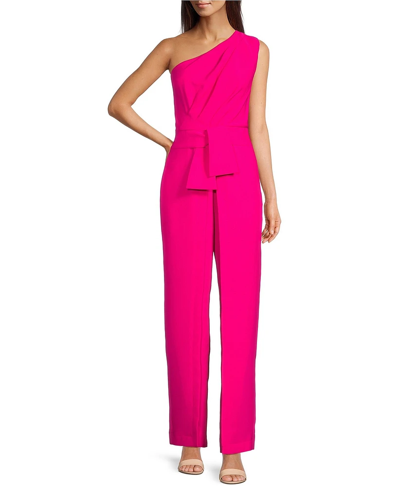 Alex Marie Aliza One Shoulder Wide Leg Crepe Jumpsuit