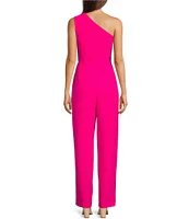 Alex Marie Aliza One Shoulder Wide Leg Crepe Jumpsuit