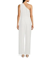 Alex Marie Aliza One Shoulder Wide Leg Crepe Jumpsuit