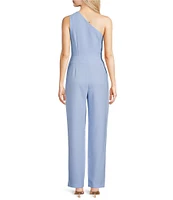 Alex Marie Aliza One Shoulder Wide Leg Crepe Jumpsuit