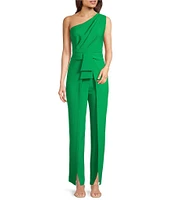 Alex Marie Aliza One Shoulder Wide Leg Crepe Jumpsuit