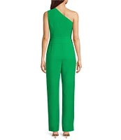 Alex Marie Aliza One Shoulder Wide Leg Crepe Jumpsuit