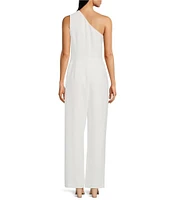 Alex Marie Aliza One Shoulder Wide Leg Crepe Jumpsuit