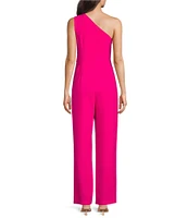 Alex Marie Aliza One Shoulder Wide Leg Crepe Jumpsuit