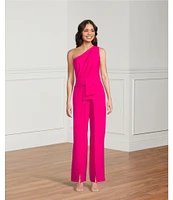 Alex Marie Aliza One Shoulder Wide Leg Crepe Jumpsuit