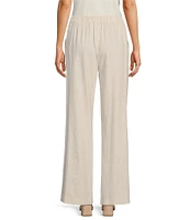 Alex Marie Amara Stretch Linen Blend Striped Flat Front Coordinating Full Length Pants