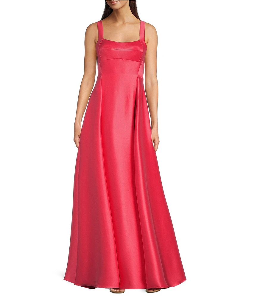 Alex Marie Andreina Stretch Mikado Scoop Neck Sleeveless Gown