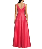 Alex Marie Andreina Stretch Mikado Scoop Neck Sleeveless Gown