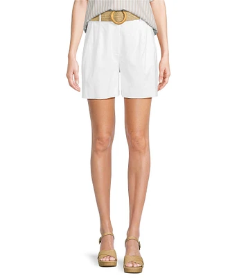 Alex Marie Angela Linen Blend Belted Flat Front Shorts