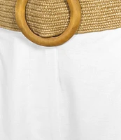Alex Marie Angela Linen Blend Belted Flat Front Shorts