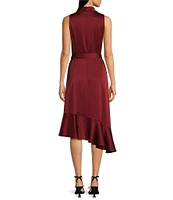 Alex Marie Annalee Satin Cowl Neck Sleeveless Midi Dress