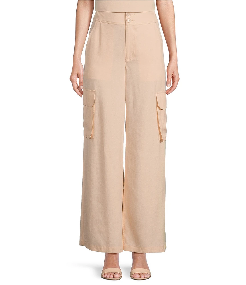 Alex Marie Anne Drapey Linen Straight Leg Cargo Pants