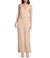 Alex Marie Anne Drapey Linen Straight Leg Cargo Pants