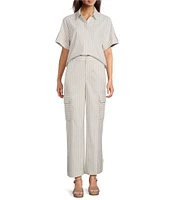 Alex Marie Anne Striped Straight Leg Coordinating Cargo Pants