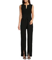 Alex Marie Barbara Split V-Neck Crossover Waist Front Leg Slit Sleeveless Jumpsuit