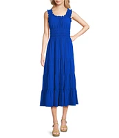 Alex Marie Bentley Pebble Crepe Scoop Neck Sleeveless Maxi Dress