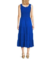 Alex Marie Bentley Pebble Crepe Scoop Neck Sleeveless Maxi Dress