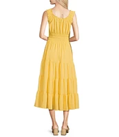 Alex Marie Bentley Pebble Crepe Scoop Neck Sleeveless Maxi Dress