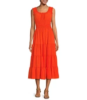 Alex Marie Bentley Pebble Crepe Scoop Neck Sleeveless Maxi Dress