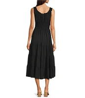 Alex Marie Bentley Pebble Crepe Scoop Neck Sleeveless Maxi Dress