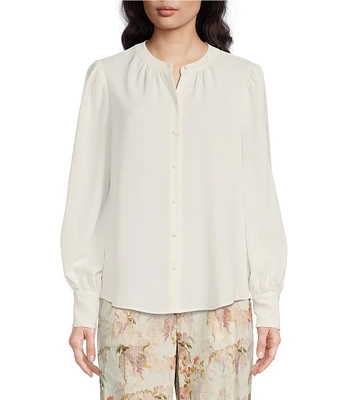 Alex Marie Bianca Banded Collar Button Front Blouse