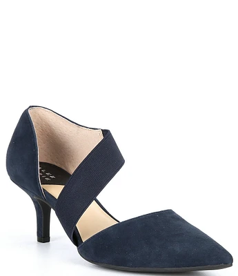 Alex Marie Brandlin Suede Asymmetrical Strap Pumps