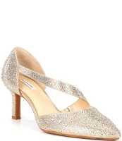 Alex Marie Brixley Rhinestone Asymmetrical Strap Dress Pumps