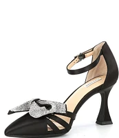 Alex Marie Carmela Rhinestone Bow Ankle Strap Dress Pumps