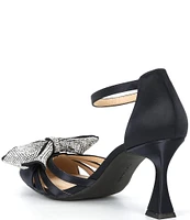 Alex Marie Carmela Rhinestone Bow Ankle Strap Dress Pumps