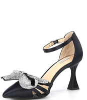 Alex Marie Carmela Rhinestone Bow Ankle Strap Dress Pumps