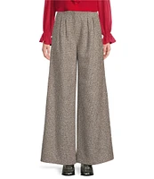 Alex Marie Christina Metallic Tinsel Tweed High Rise Pleated Front Wide Leg Full Length Coordinating Pants