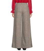 Alex Marie Christina Metallic Tinsel Tweed High Rise Pleated Front Wide Leg Full Length Coordinating Pants