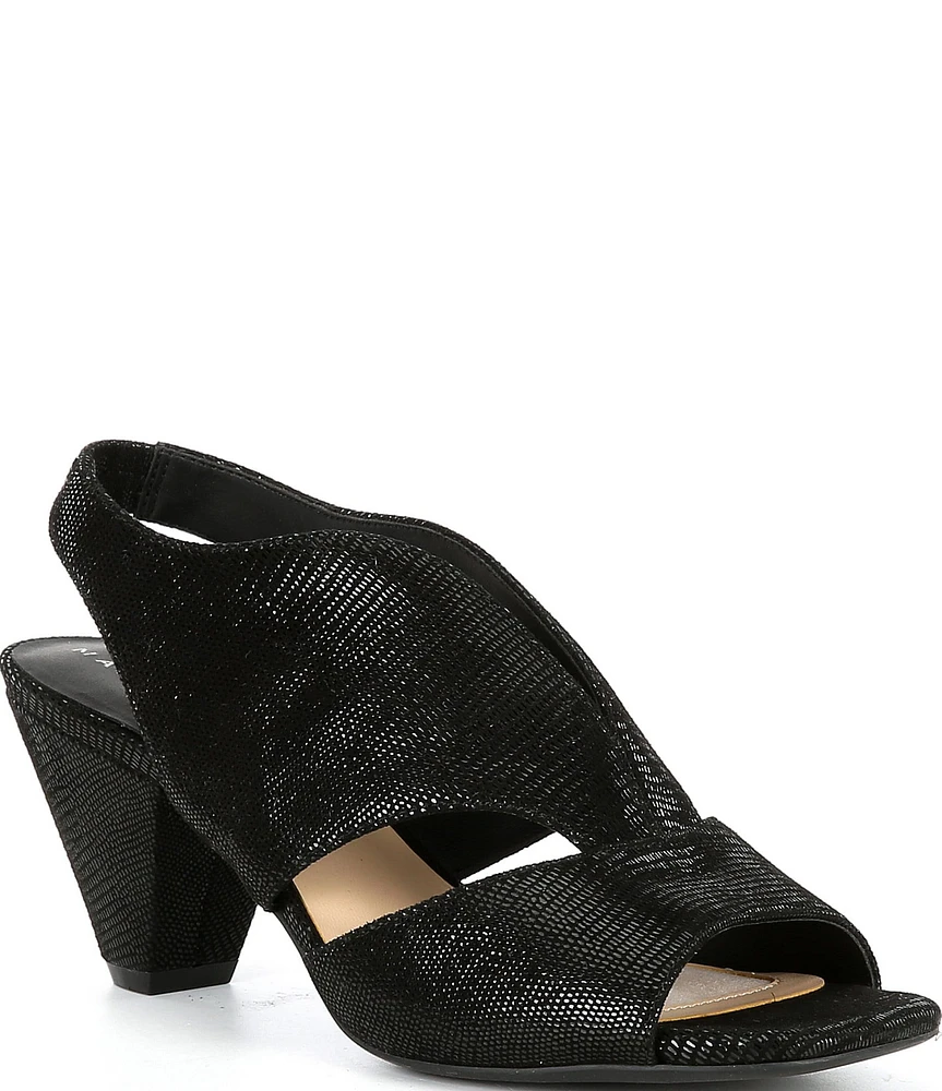 Alex Marie Claudie Embossed Slingback Cone Heel Sandals