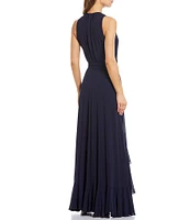 Alex Marie Colette Sleeveless Tie Waist Tiered Ruffle Hem Maxi Gown