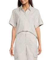 Alex Marie Coordinating Sarah Striped Short Sleeve Button Down Blouse