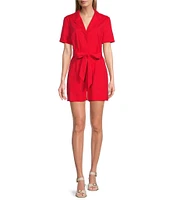 Alex Marie Della Short Sleeve Linen Blend Romper