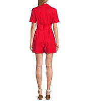 Alex Marie Della Short Sleeve Linen Blend Romper