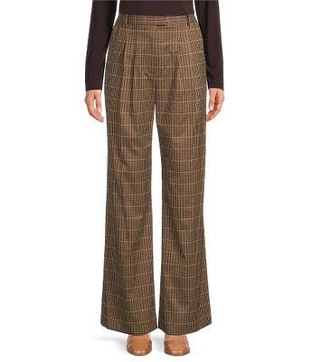 Alex Marie Diane Plaid High Rise Pleated Full Length Coordinating Pants