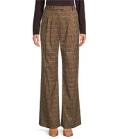 Alex Marie Diane Plaid High Rise Pleated Full Length Coordinating Pants