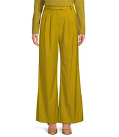 Alex Marie Diane Twill High Rise Pleated Full Length Pants