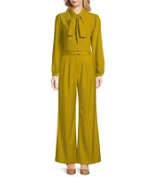 Alex Marie Diane Twill High Rise Pleated Full Length Pants