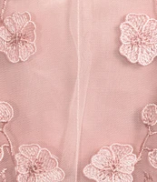 Alex Marie Elise Embroidered Mesh Floral Applique Sleeveless Dress