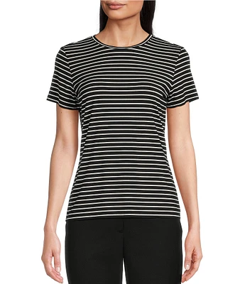 Alex Marie Ellen Crew Neck Short Sleeve Jersey Knit Striped Tee Shirt