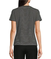 Alex Marie Ellen Crew Neck Short Sleeve Jersey Knit Striped Tee Shirt