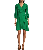 Alex Marie Enola Surplice V-Neck 3/4 Sleeve Wrap Dress