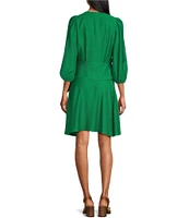 Alex Marie Enola Surplice V-Neck 3/4 Sleeve Wrap Dress