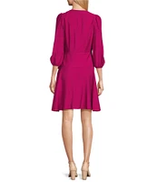 Alex Marie Enola Surplice V-Neck 3/4 Sleeve Wrap Dress